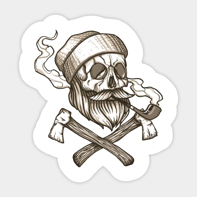 Lumberjack skull Sticker by Deniart